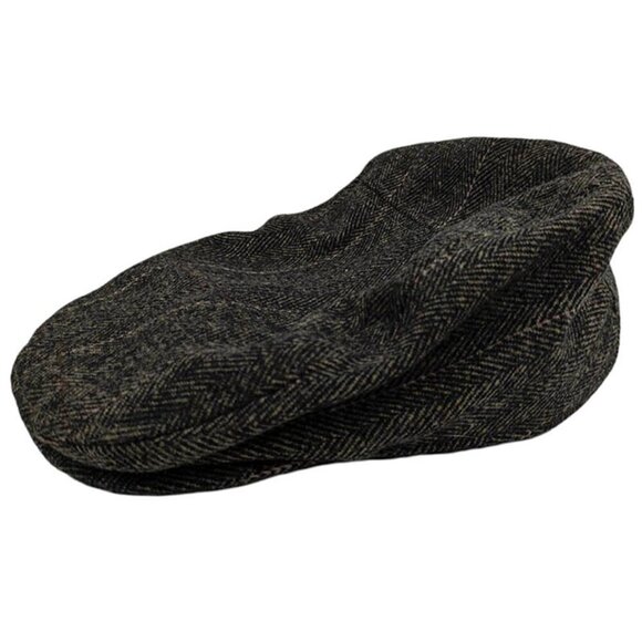 Dockers Flat Cap Mens Small Medium Brown Plaid Wool Blend Driver Newsboy Cabbie - Picture 2 of 7